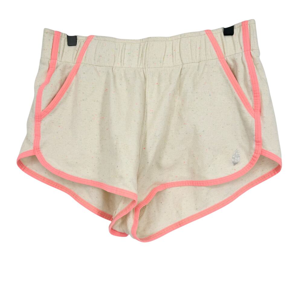 Free People FP Movement Waffle Knit Shorts Size Medium Pink Trim Lounge Athletic